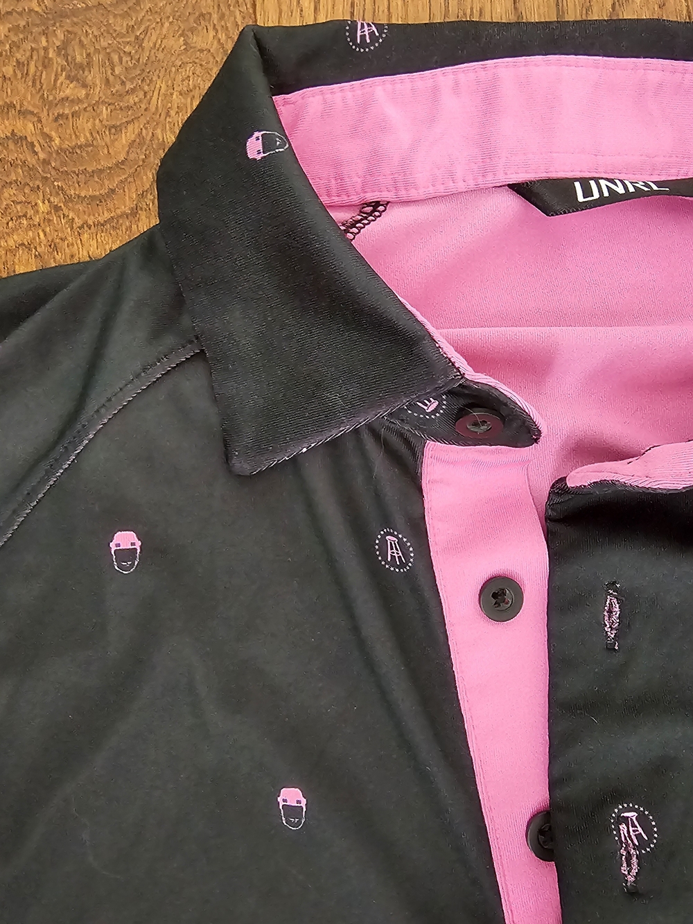 Barstool Sports Pink Whitney Men’s Black & Pink Golf Polo Shirt UNRL